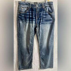 Buckle Black Blue Straight Leg Fit 11 Jeans Vintage Wash Size 36L 36x34